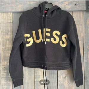 Guess black with gold cropped hoodie